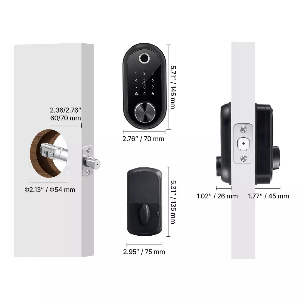 IP55 Waterproof Aluminum Alloy Fingerprint Biometric Smart Deadbolt Lock